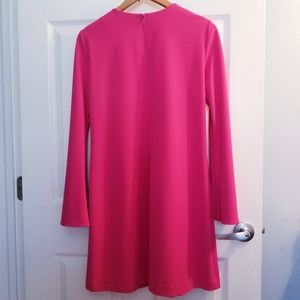 Daniel Cremieux Hot Pink Shift Long Trumpet Sleeves Midi Dress Sz. Small